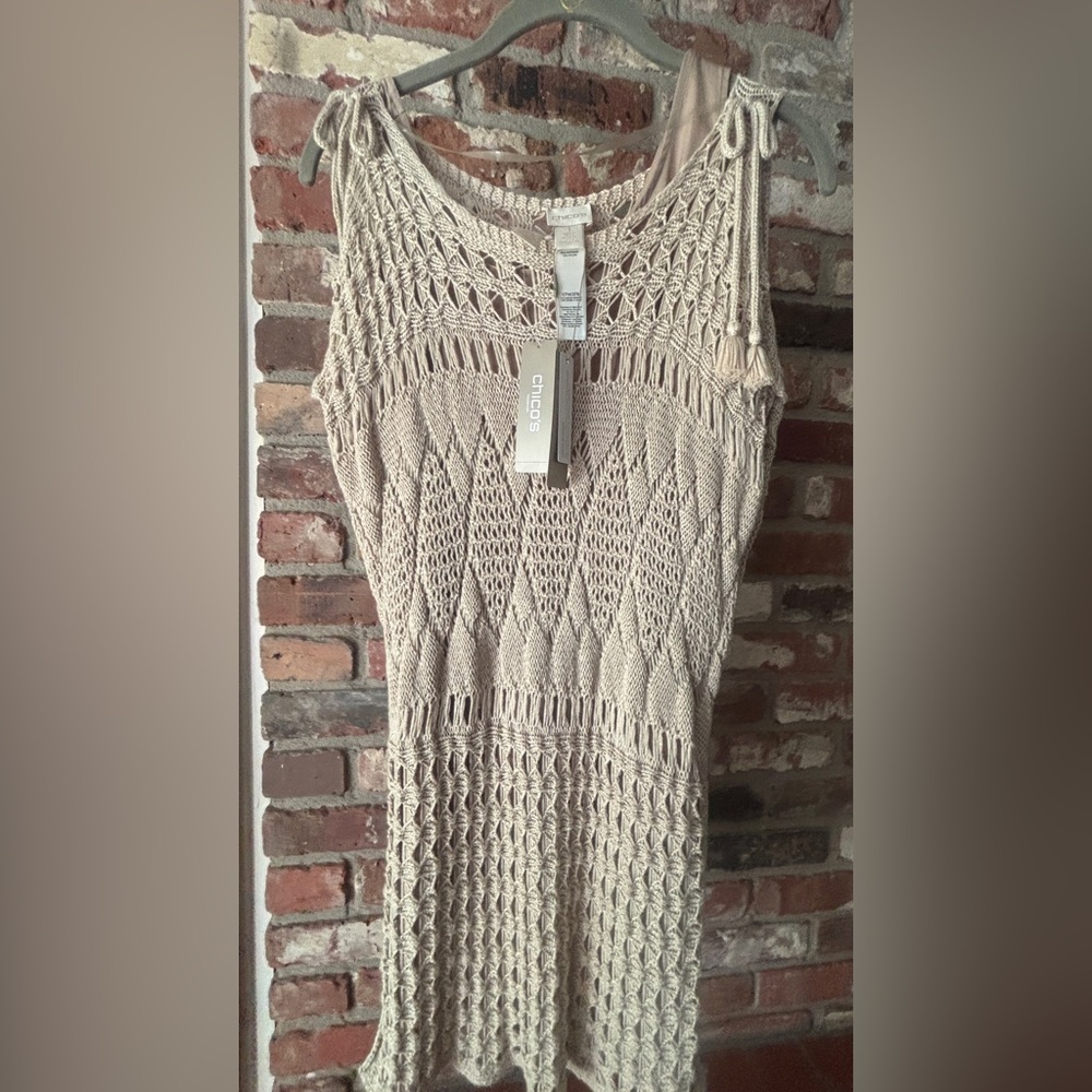 Chico's Cream Knit Sleeveless Dress